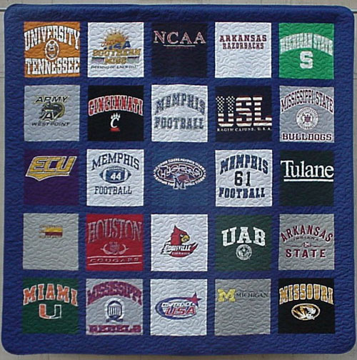 Quilt of college football teams.